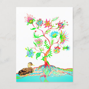 Eine Ente und ein Baum Feiertagspostkarte