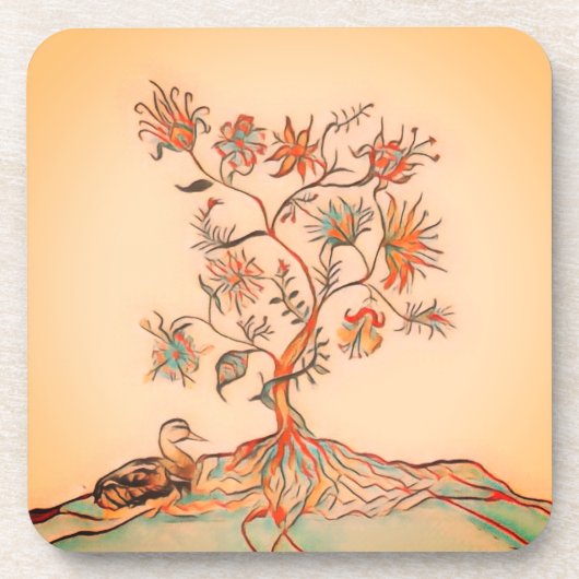 Eine Ente und ein Baum Getränkeuntersetzer (Vorderseite)