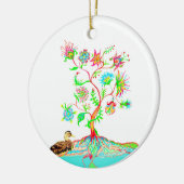 Eine Ente und ein Baum Keramik Ornament (Links)