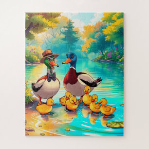 Eine Entenfamilie, die Kinder ausreist Puzzle