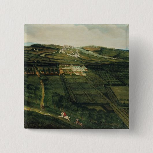 Eine entfernte Ansicht von Corfe Schloss Button (Vorderseite)