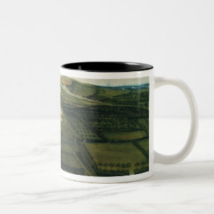 Eine entfernte Ansicht von Corfe Schloss Zweifarbige Tasse