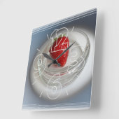 Eine Erdbeere in einer Tasse Quadratische Wanduhr (Winkel)