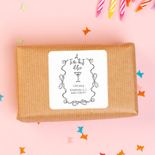 Eine etwas ältere Black Wavy Border Birthday Party Quadratischer Aufkleber