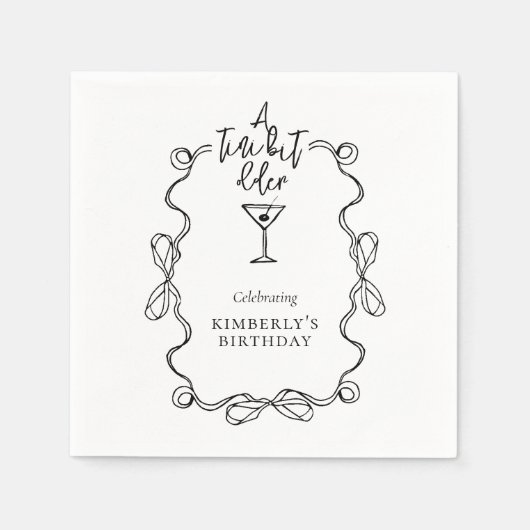 Eine etwas ältere Black Wavy Border Birthday Party Serviette (Vorderseite)