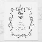 Eine etwas ältere Black Wavy Border Birthday Party Weinetikett (Einzelnes Label)