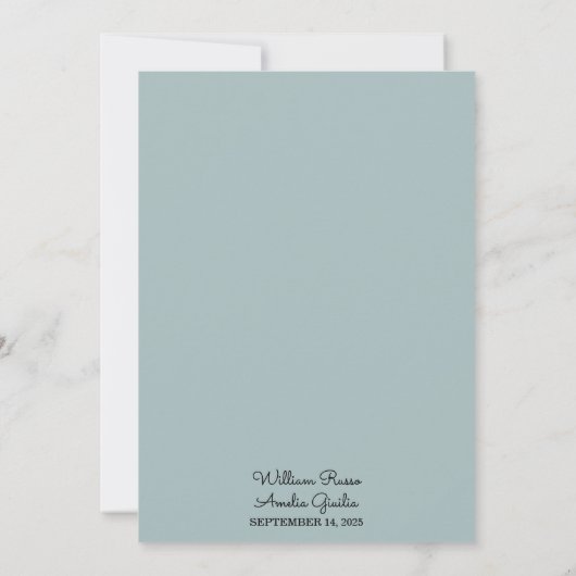 Eine Eukalyptus Lace Tulle Pastel Dusty Blue Weddi Einladung (Rückseite)