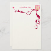 Eine Eule mit Herzen, eine Anmerkung vom Namen Briefpapier (Vorne/Hinten)