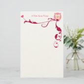 Eine Eule mit Herzen, eine Anmerkung vom Namen Briefpapier (Stehend Vorderseite)