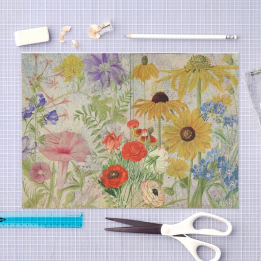 Eine Explosion bunter Wildblumen Seidenpapier (Handwerk)