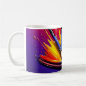 Eine Explosion von lebendigen Farben aus einer Pal Kaffeetasse (Links)