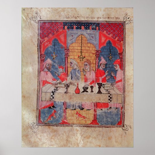 Eine Familie am Tisch für Pessach Poster (Vorne)