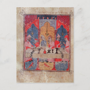 Eine Familie am Tisch für Pessach Postkarte