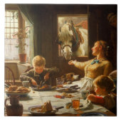 Eine Familie (der Esel wird Gefüttert) Fliese (Vorderseite)