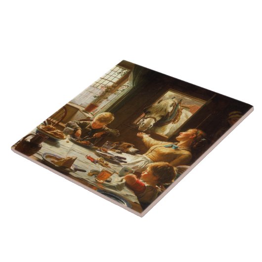 Eine Familie (der Esel wird Gefüttert) Fliese (Seite)