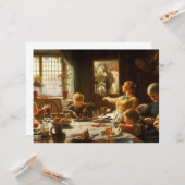 Eine Familie (der Esel wird Gefüttert) Karte (Vorderseite/Rückseite Beispiel)