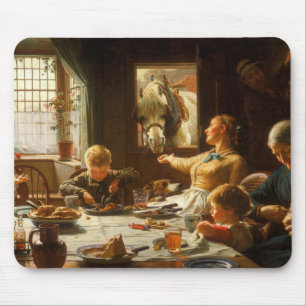 Eine Familie (der Esel wird Gefüttert) Mousepad
