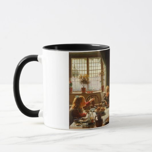 Eine Familie (der Esel wird Gefüttert) Tasse (Links)