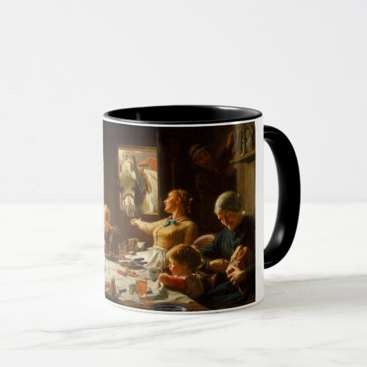 Eine Familie (der Esel wird Gefüttert) Tasse (VorderseiteRechts)
