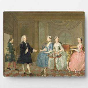 Eine Familie, die mit Tee serviert wird, c.1740-45 Fotoplatte