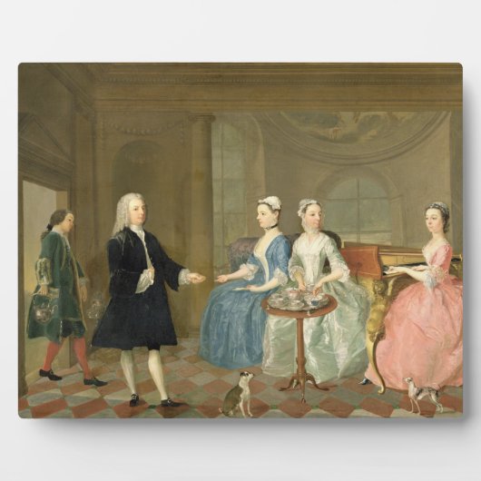Eine Familie, die mit Tee serviert wird, c.1740-45 Fotoplatte (Vorderseite)