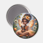 Eine Familie und ihr Welpe - Orange Magnet (Vorderseite/Rückseite)