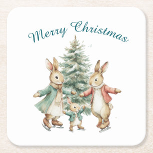 eine Familie von Kaninchen auf der Weihnachtseisla Rechteckiger Pappuntersetzer