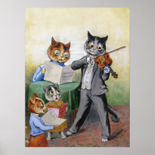 Eine Familie von Katzenmusikern, Louis Wain Poster