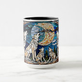 Eine Familie von Wölfen, die auf dem Mond heulen Tasse (Zentrum)