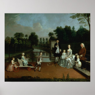 Eine Familien-Gruppe auf einer Terrasse in einem Poster