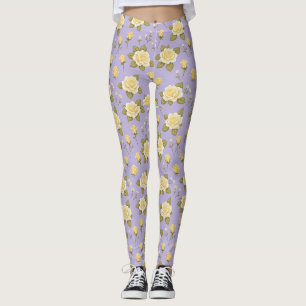 Eine fantasievolle kleine gelbe und weiße Rosen Leggings