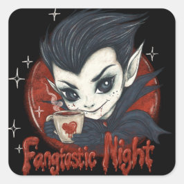 Eine fantastische Nacht. Niedlicher Vampir mit ein Quadratischer Aufkleber
