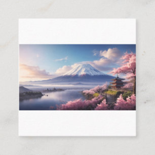 Eine fantastische Ölmalerei auf dem Fuji Quadratische Visitenkarte