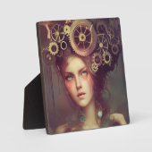 Eine Fantasy-Frau mit Dampfantrieb auf ihrem Kopf Fotoplatte (Vorderseite)