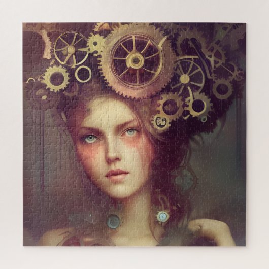 Eine Fantasy-Frau mit Dampfantrieb auf ihrem Kopf Puzzle (Vertikal)