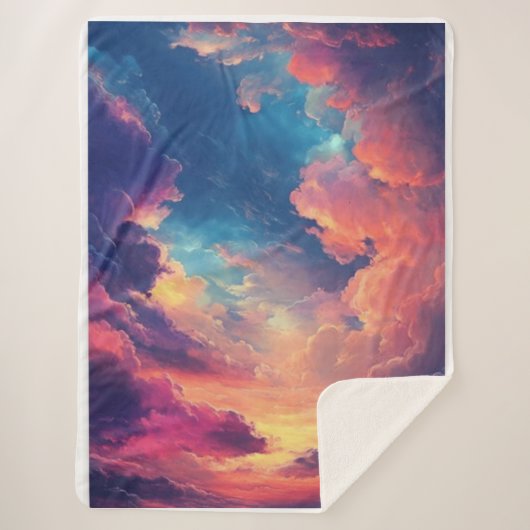 Eine Fantasy Sky Vibe mit traumhaften, mehrfarbige Sherpadecke (Vorderseite)