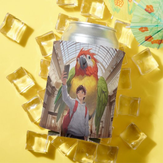 Eine farbenfrohe Begegnung - Riesenpapagei im Muse Dosenkühler (In Situ Sommer)