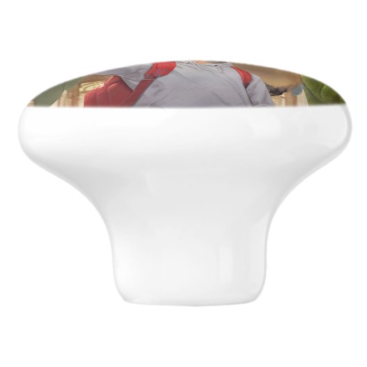 Eine farbenfrohe Begegnung - Riesenpapagei im Muse Keramikknauf (Seitenansicht)