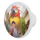 Eine farbenfrohe Begegnung - Riesenpapagei im Muse Keramikknauf (Rechts)