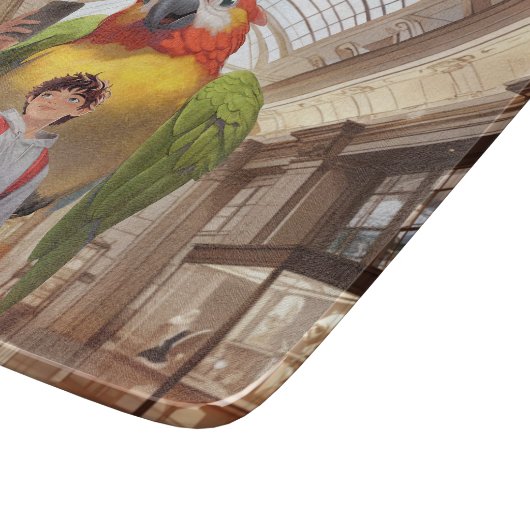 Eine farbenfrohe Begegnung - Riesenpapagei im Muse Schneidebrett (Ecke)