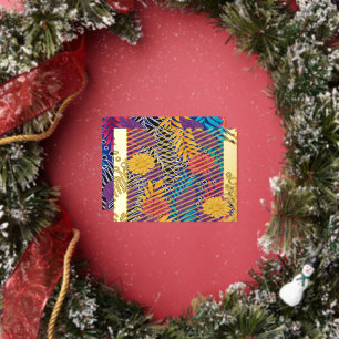 eine farbenfrohe Blume und ein Muster der Blätter  Folien Feiertagspostkarte