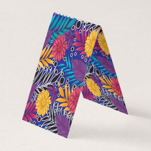 eine farbenfrohe Blume und ein Muster der Blätter  Visitenkarten