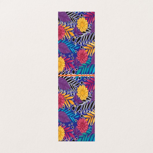 eine farbenfrohe Blume und ein Muster der Blätter Visitenkarten (Innenseite Aufgefaltet)