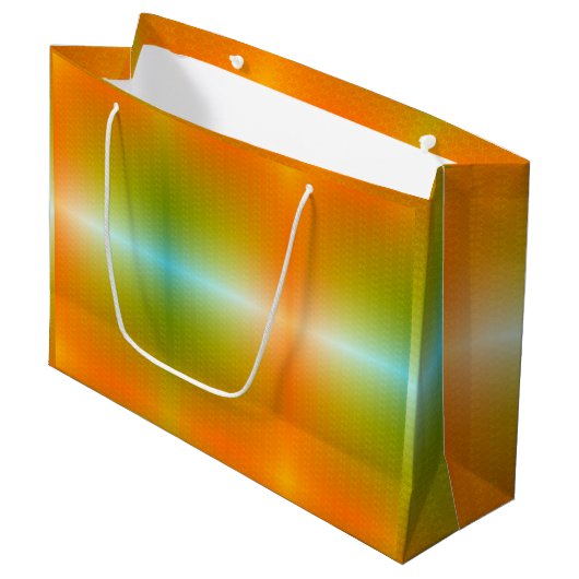 Eine farbenfrohe Einkaufstasche mit lebendigem Ora Große Geschenktüte (Vorderseite Schrägansicht)
