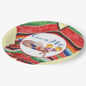 Eine farbenfrohe Feier 9" Rundpapier-Platte Pappteller (Schrägansicht)