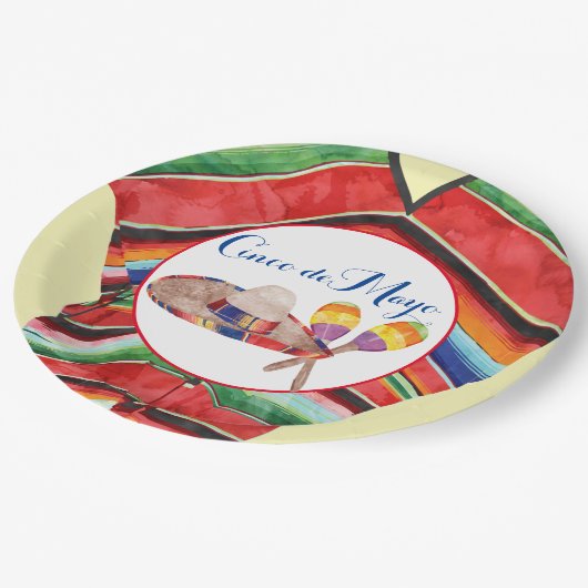 Eine farbenfrohe Feier 9" Rundpapier-Platte Pappteller (Schrägansicht)