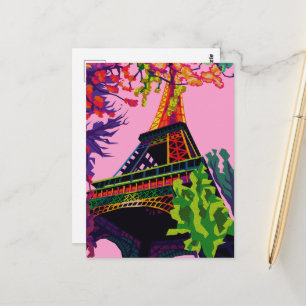 Eine farbenfrohe Feier des Eiffelturms Postkarte