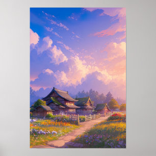 Eine farbenfrohe Flucht in die Landschaft Poster