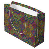 Eine farbenfrohe Geschenktasche mit einem lebendig Große Geschenktüte (Rückseite Schrägansicht)