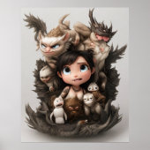 Eine farbenfrohe Gruppe von niedlichen Tieren und Poster (Vorne)